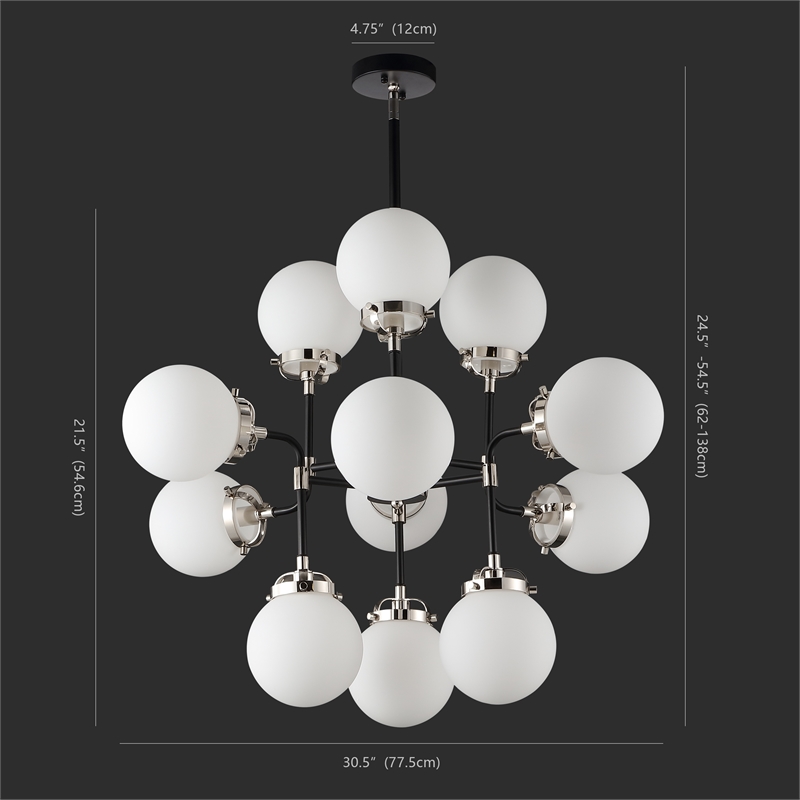 Safavieh Cullen Iron and White Glass Chandelier in Black