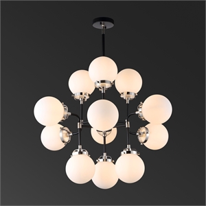 Safavieh Cullen Iron and White Glass Chandelier in Black