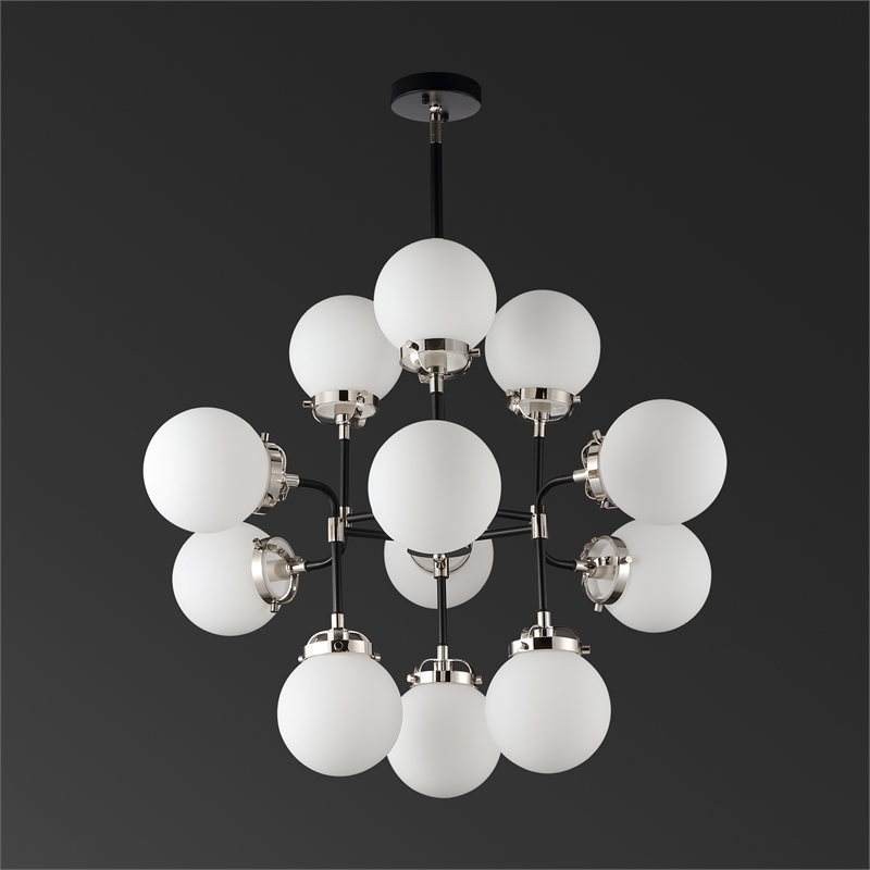 Safavieh Cullen Iron and White Glass Chandelier in Black