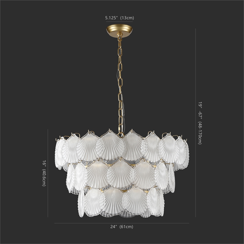 Safavieh Gutierrez Iron and 3 Tier Glass Chandelier in Gold