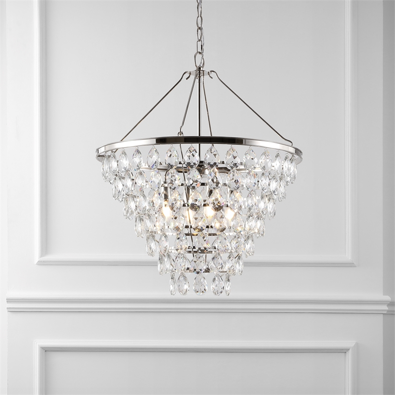 Safavieh Nydia Iron Teardrop Chandelier  in Nickel