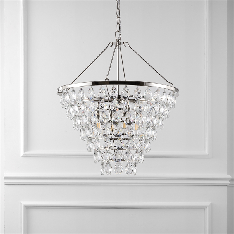 Safavieh Nydia Iron Teardrop Chandelier  in Nickel