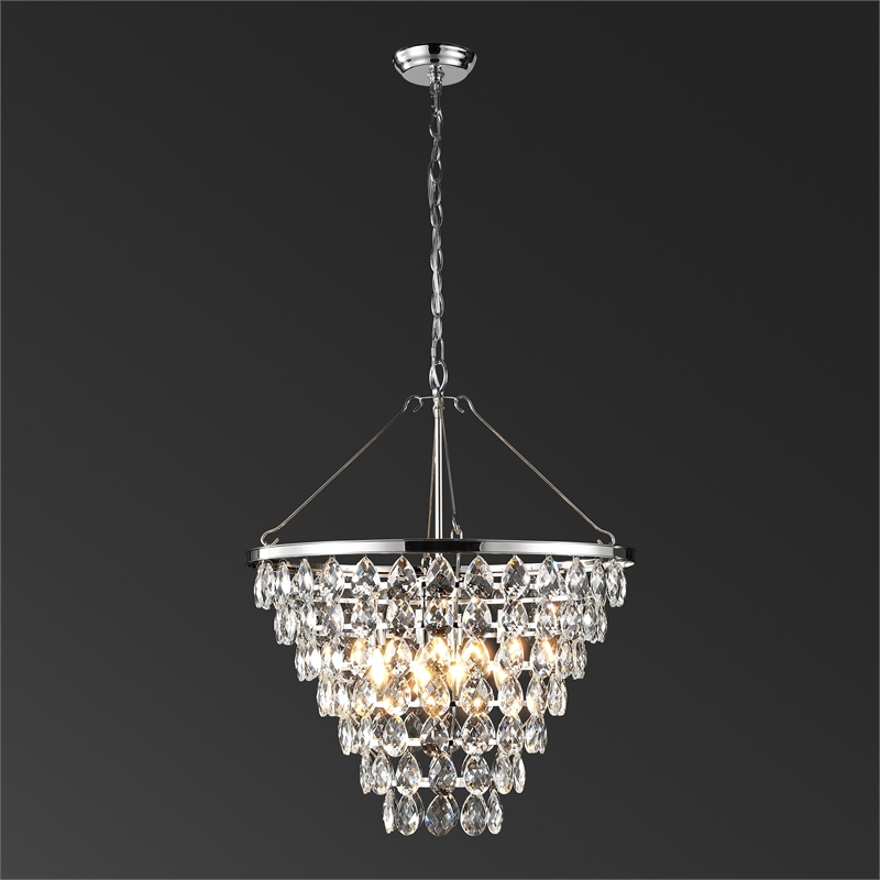 Safavieh Nydia Iron Teardrop Chandelier  in Nickel