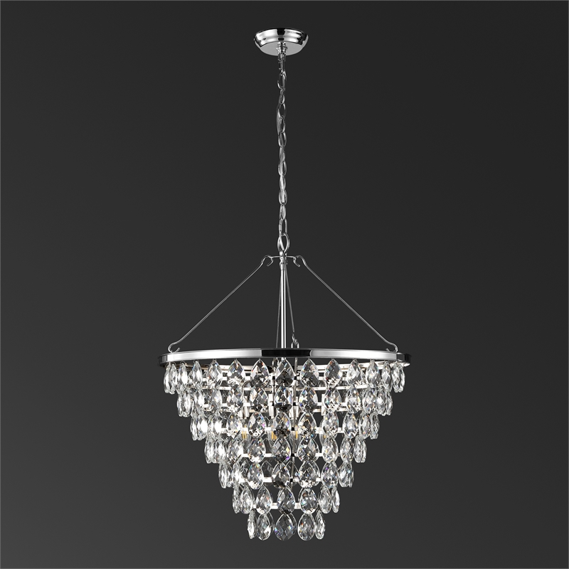 Safavieh Nydia Iron Teardrop Chandelier  in Nickel
