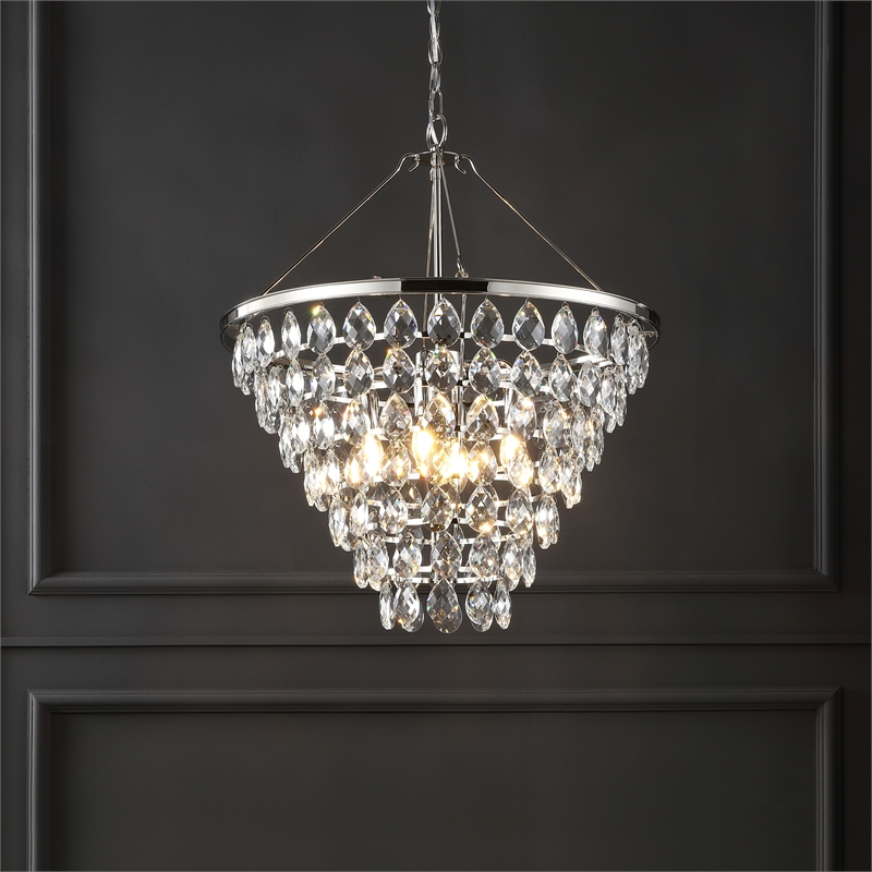 Safavieh Nydia Iron Teardrop Chandelier  in Nickel
