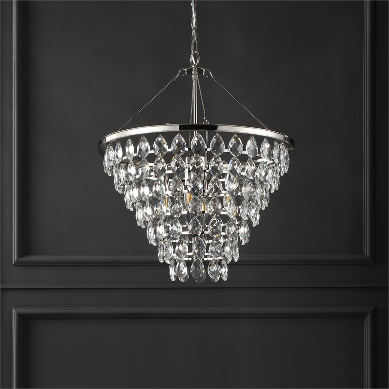 Safavieh Nydia Iron Teardrop Chandelier  in Nickel