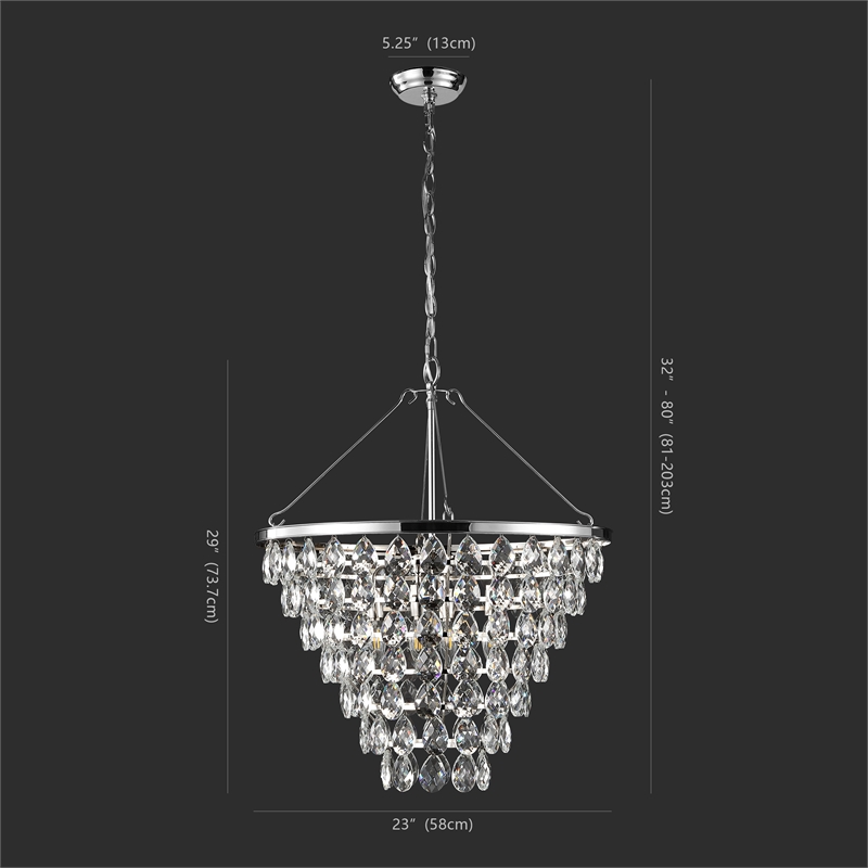 Safavieh Nydia Iron Teardrop Chandelier  in Nickel