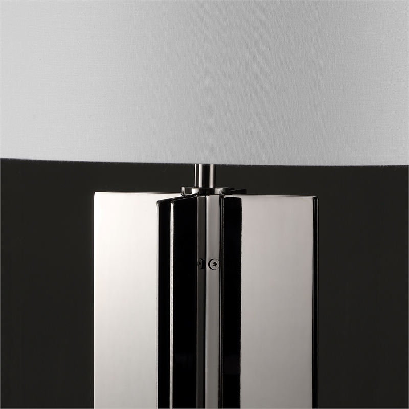 Safavieh Rollins Square Iron Table Lamp in Nickel / White