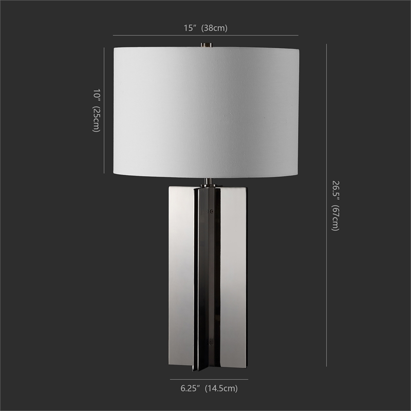 Safavieh Rollins Square Iron Table Lamp in Nickel / White