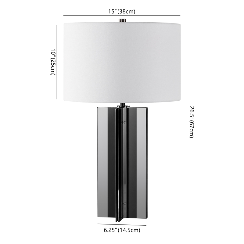 Safavieh Rollins Square Iron Table Lamp in Nickel / White