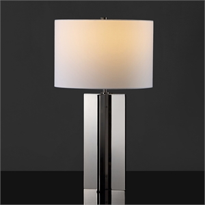 Safavieh Rollins Square Iron Table Lamp in Nickel / White