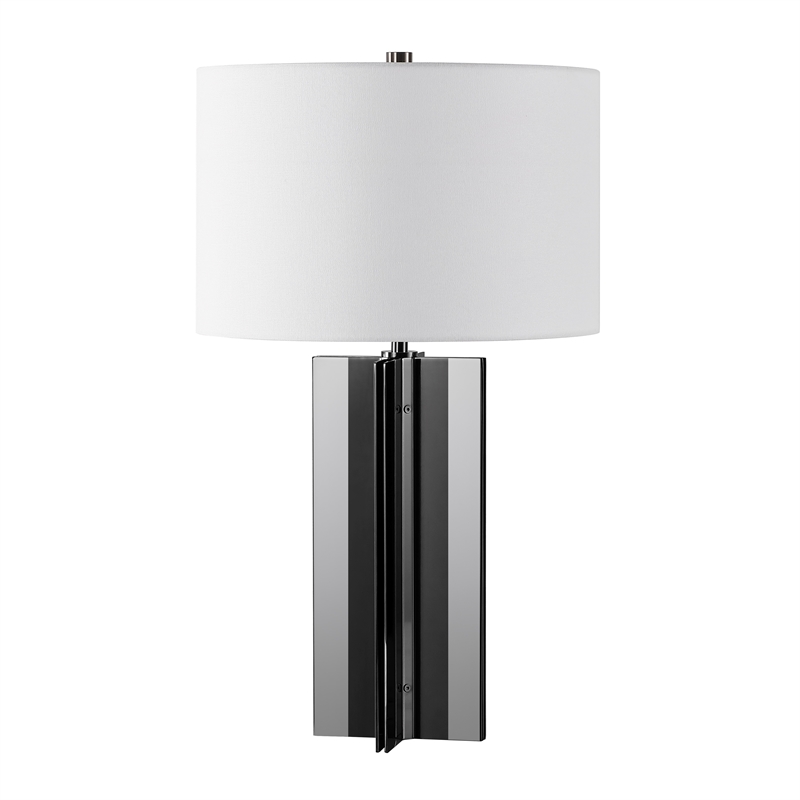 Safavieh Rollins Square Iron Table Lamp in Nickel / White
