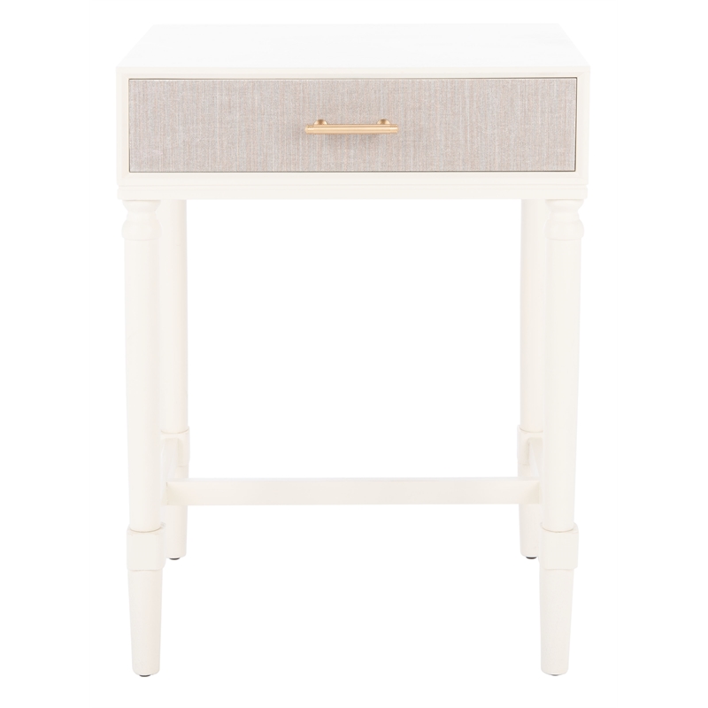 Safavieh Estella Pine Wood 1 Drawer Accent Table in White