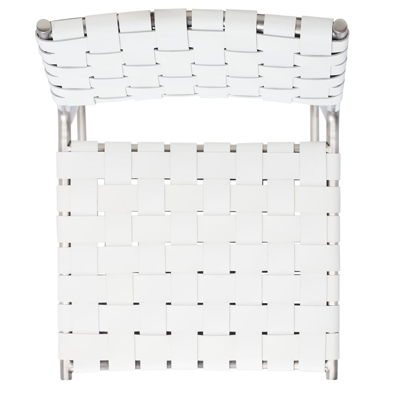 Safavieh Bahari Leather and Metal Woven Counter Stool in White / Silver