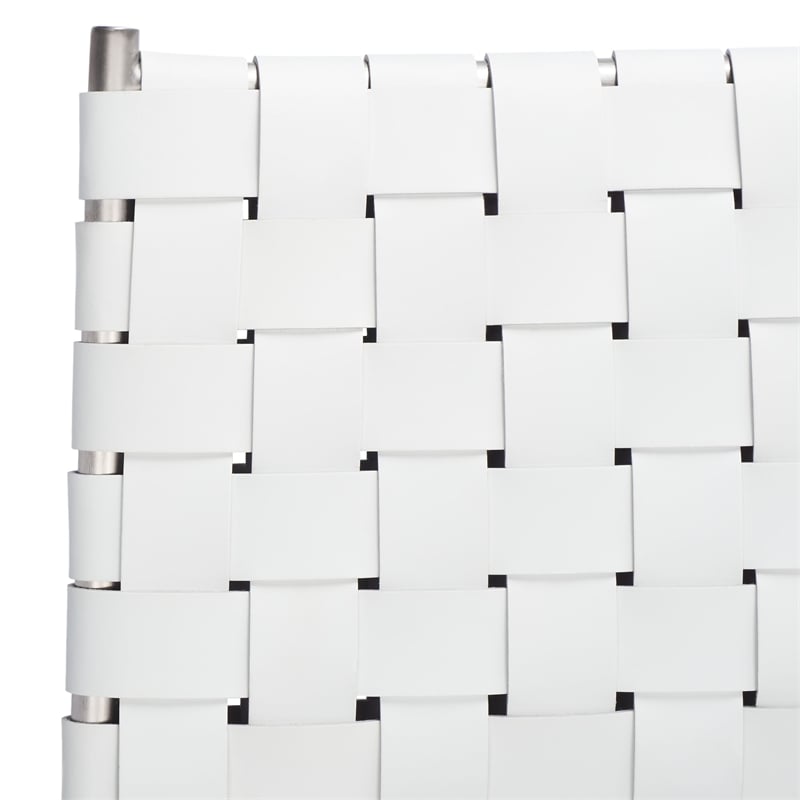 Safavieh Bahari Leather and Metal Woven Counter Stool in White / Silver
