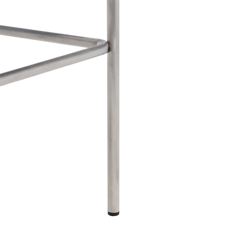 Safavieh Bahari Leather and Metal Woven Counter Stool in White / Silver