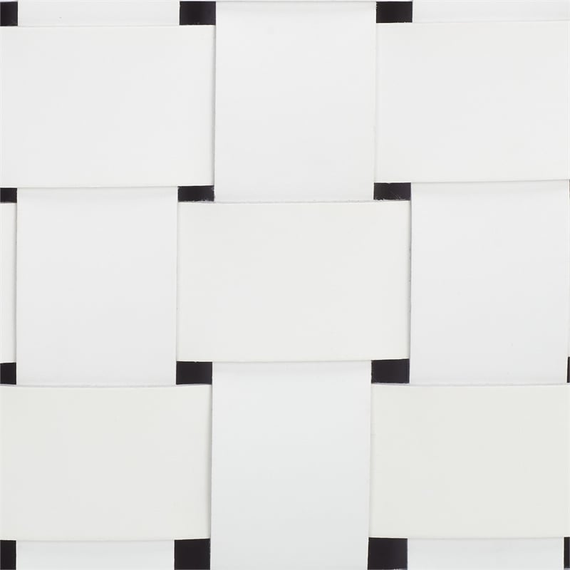 Safavieh Bahari Leather and Metal Woven Counter Stool in White / Silver