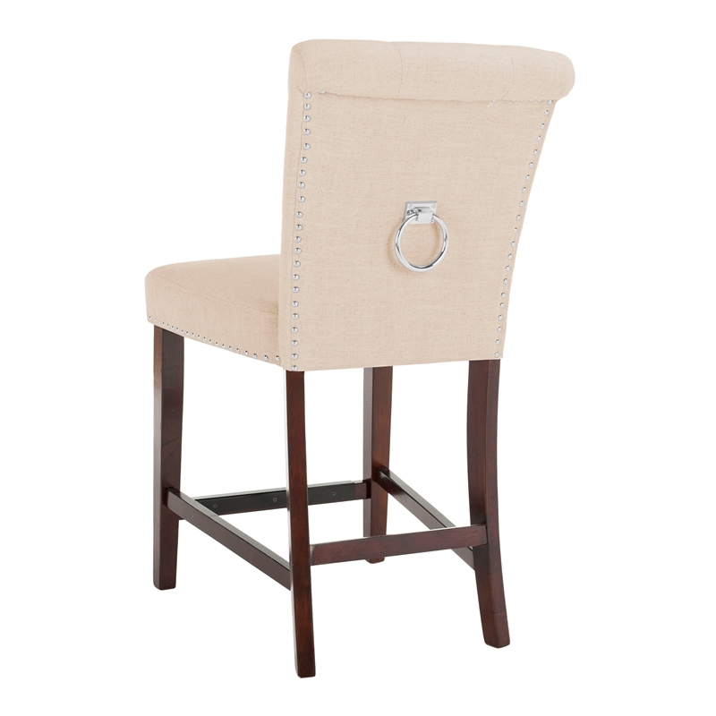 Safavieh Taylor Wood and Metal Counter Stool in Beige / Espresso