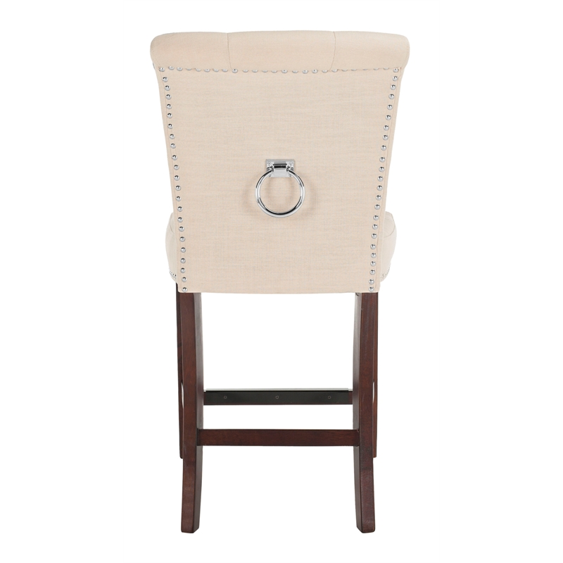 Safavieh Taylor Wood and Metal Counter Stool in Beige / Espresso