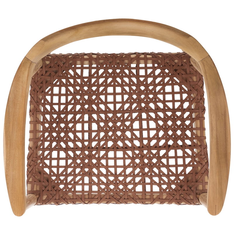 Safavieh Munro Leather and Wood Woven Accent Chair in Natural /Light Brown