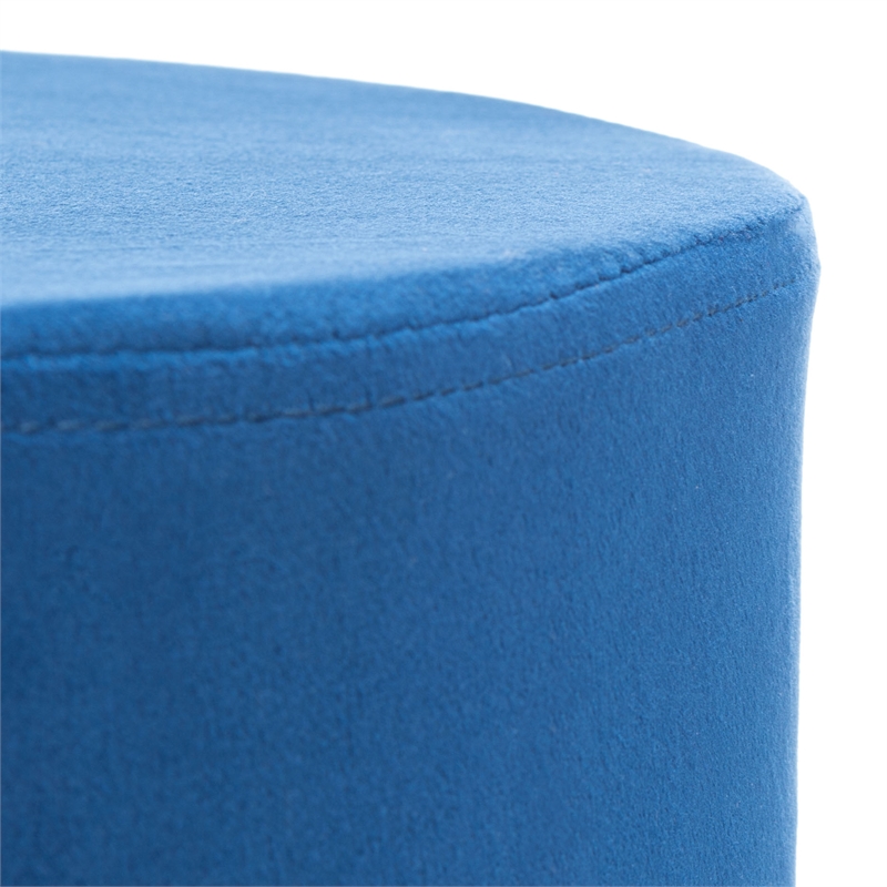 Safavieh Bohden Velvet and Wood Round Bar Stool in Navy / Black