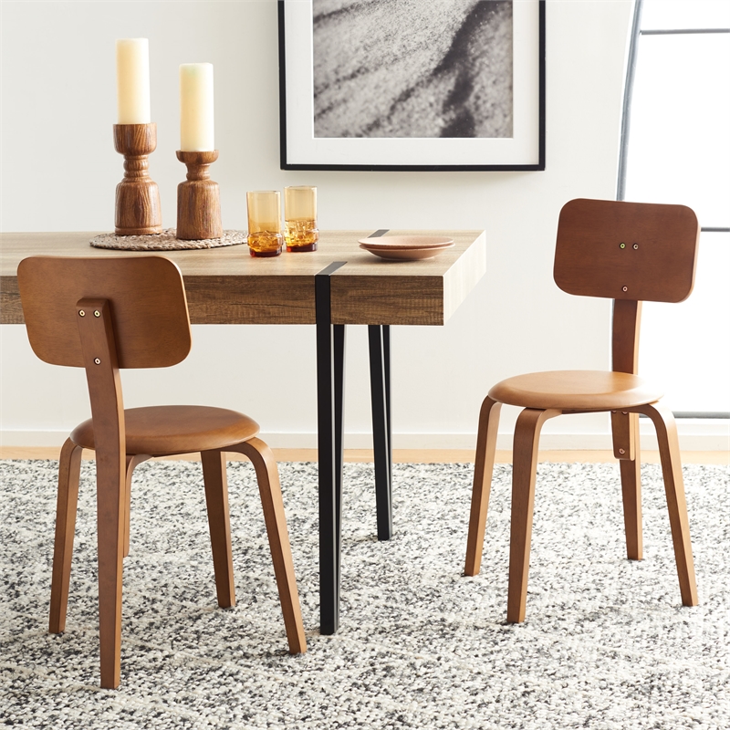 Safavieh Luella Wood Stackable Dining Chair in Walnut