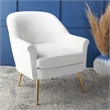 Safavieh Rodrik Wood and Fabric Accent Chair in White