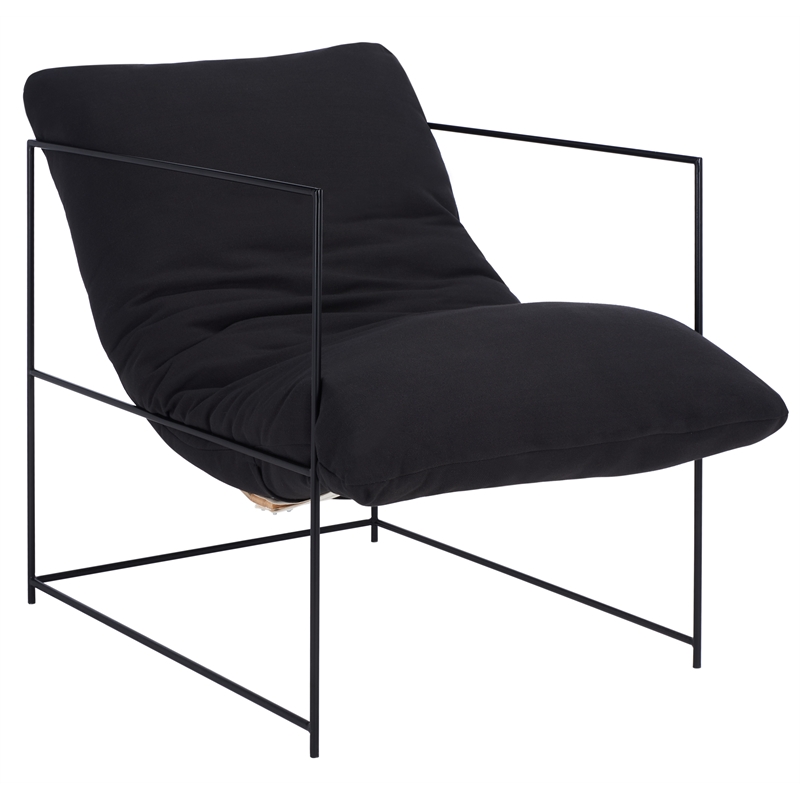 Safavieh Portland Metal and Wood Pillow Top Accent Chair in Black /Black