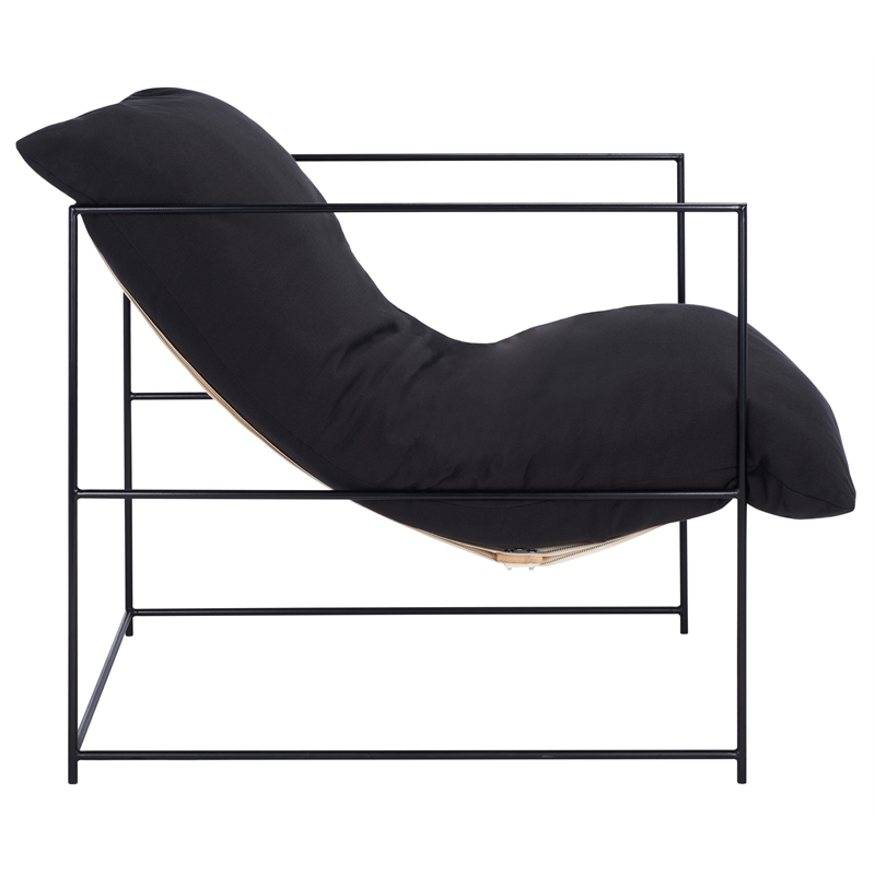 Safavieh Portland Metal and Wood Pillow Top Accent Chair in Black /Black