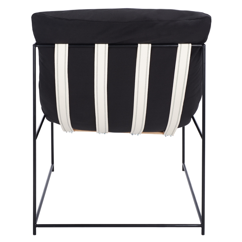 Safavieh Portland Metal and Wood Pillow Top Accent Chair in Black /Black
