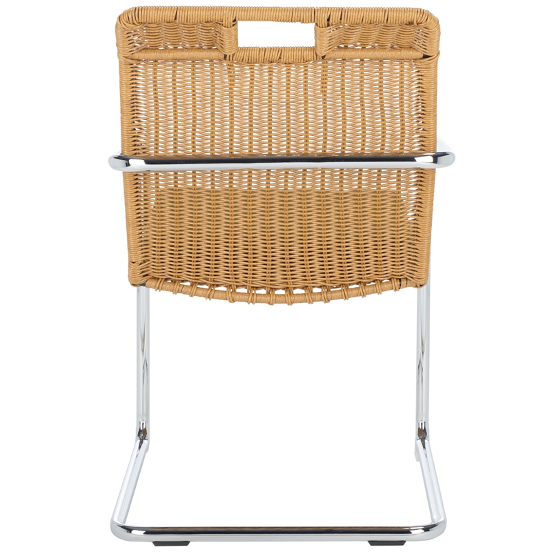 Safavieh Malou Steel and Wood Dining Chair in Olive / Natural