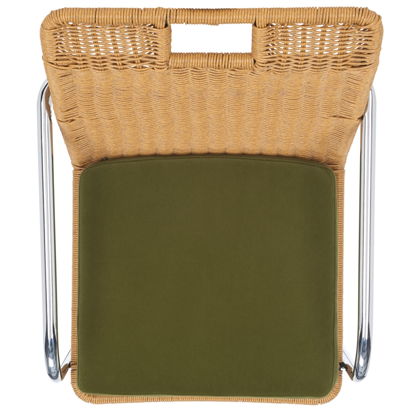 Safavieh Malou Steel and Wood Dining Chair in Olive / Natural