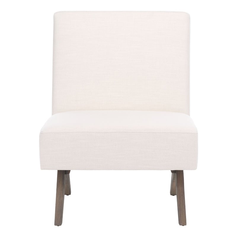 Safavieh Oliviadella Wood and Fabric Accent Chair in Cream / White