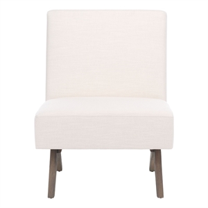 Safavieh Oliviadella Wood and Fabric Accent Chair in Cream / White