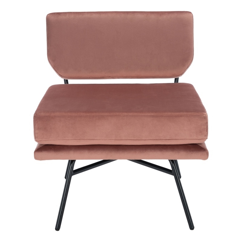 Safavieh Kermit Wood and Velvet Accent Chair in Dusty Rose / Black