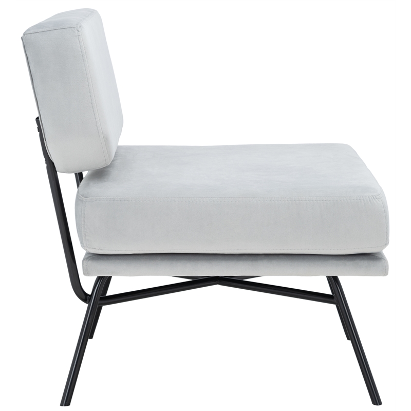 Safavieh Kermit Wood and Velvet Accent Chair in Gray / Black