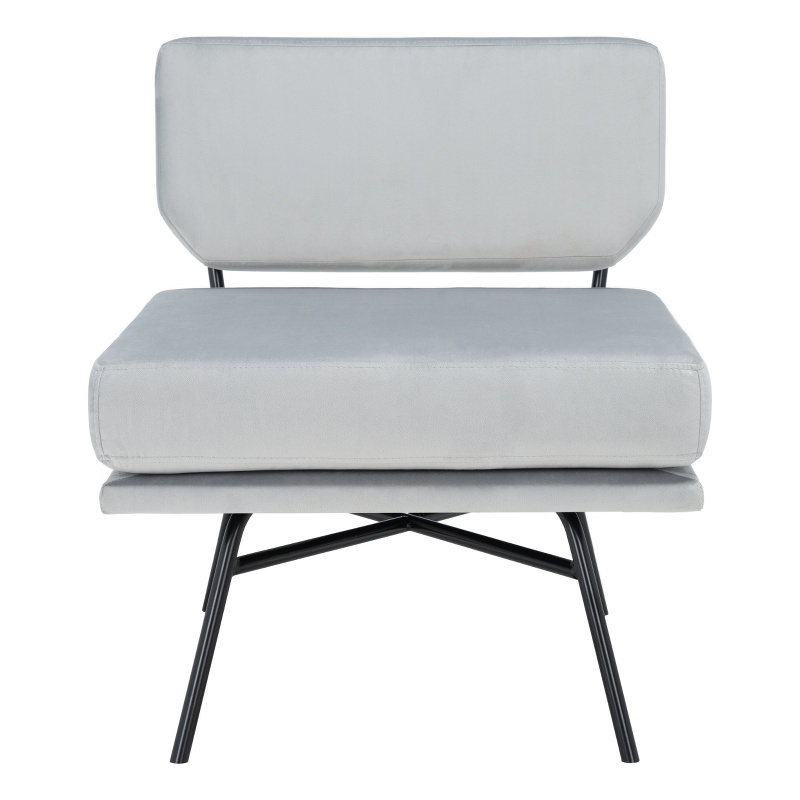 Safavieh Kermit Wood and Velvet Accent Chair in Gray / Black