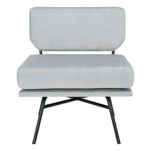 Safavieh Kermit Wood and Velvet Accent Chair in Gray / Black