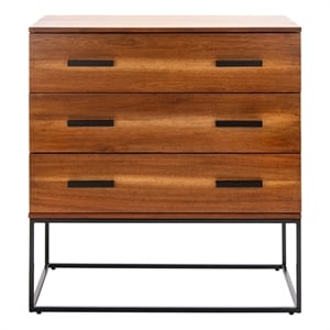 Safavieh Marquise Wood and Metal 3 Drawer Chest in Brown