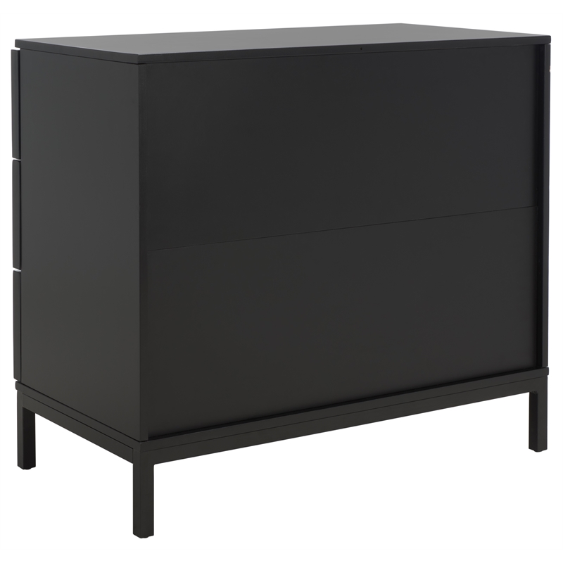 Safavieh Zadie Wood and Metal 3 Drawer Rattan Chest in Black / Natural