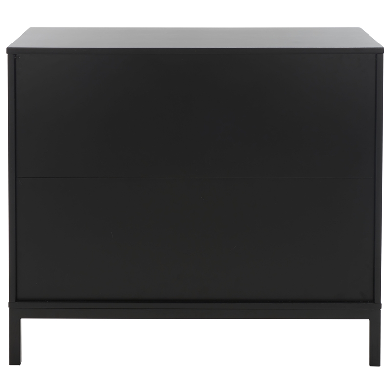 Safavieh Zadie Wood and Metal 3 Drawer Rattan Chest in Black