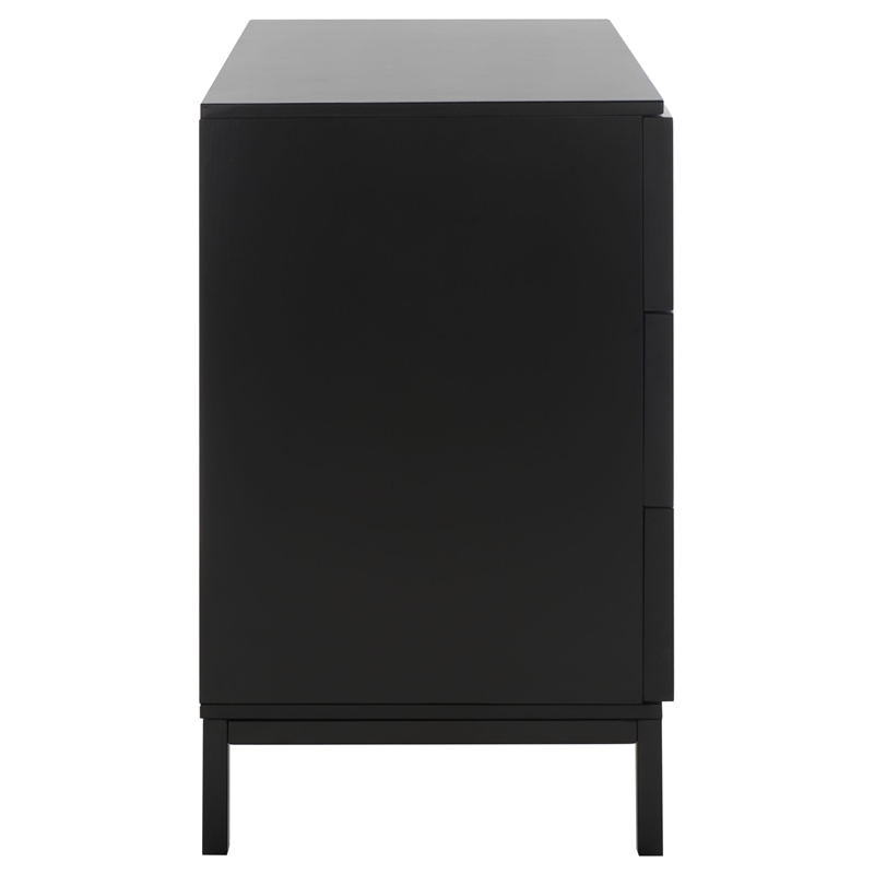 Safavieh Zadie Wood and Metal 3 Drawer Rattan Chest in Black