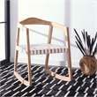 Safavieh Willa Leather and Wood Rocking Dining Chair in White / Natural