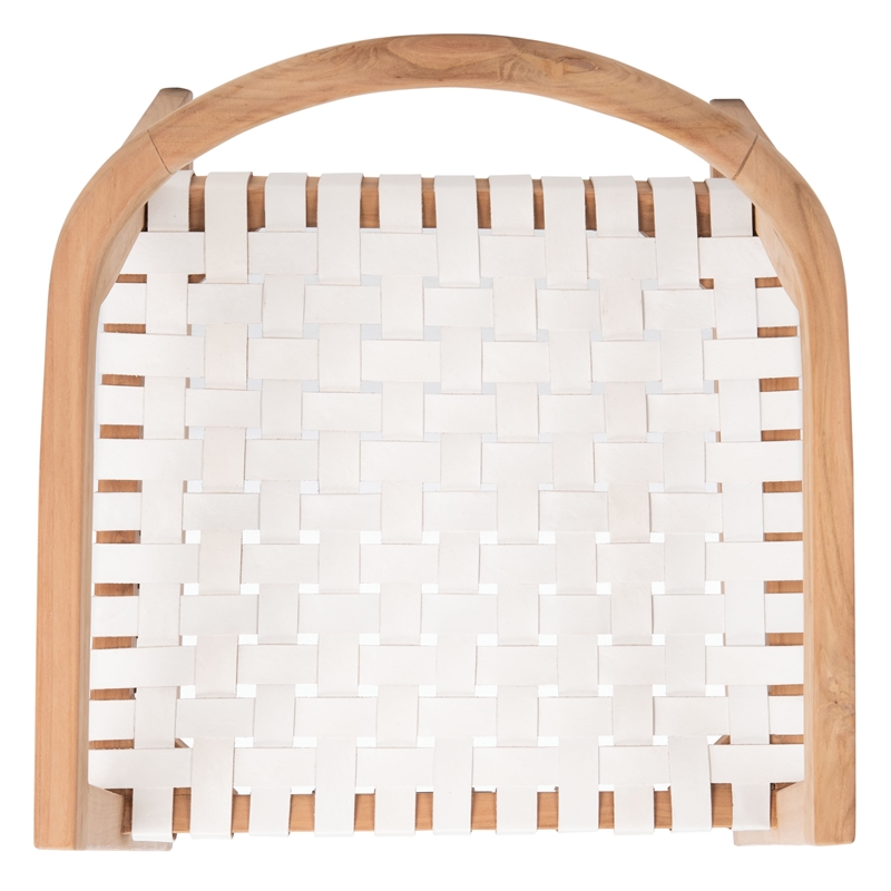 Safavieh Willa Leather and Wood Rocking Dining Chair in White / Natural
