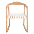 Safavieh Willa Leather and Wood Rocking Dining Chair in White / Natural