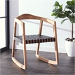 Safavieh Willa Leather and Wood Rocking Dining Chair in Black / Natural