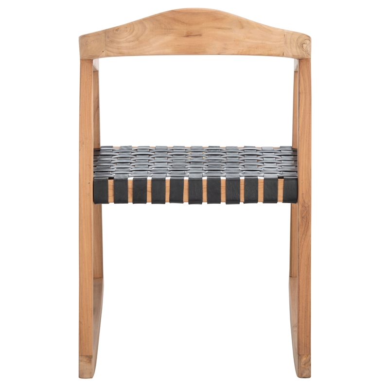 Safavieh Willa Leather and Wood Rocking Dining Chair in Black / Natural