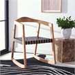 Safavieh Willa Leather and Wood Rocking Dining Chair in Black / Natural
