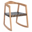 Safavieh Willa Leather and Wood Rocking Dining Chair in Black / Natural