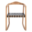 Safavieh Willa Leather and Wood Rocking Dining Chair in Black / Natural